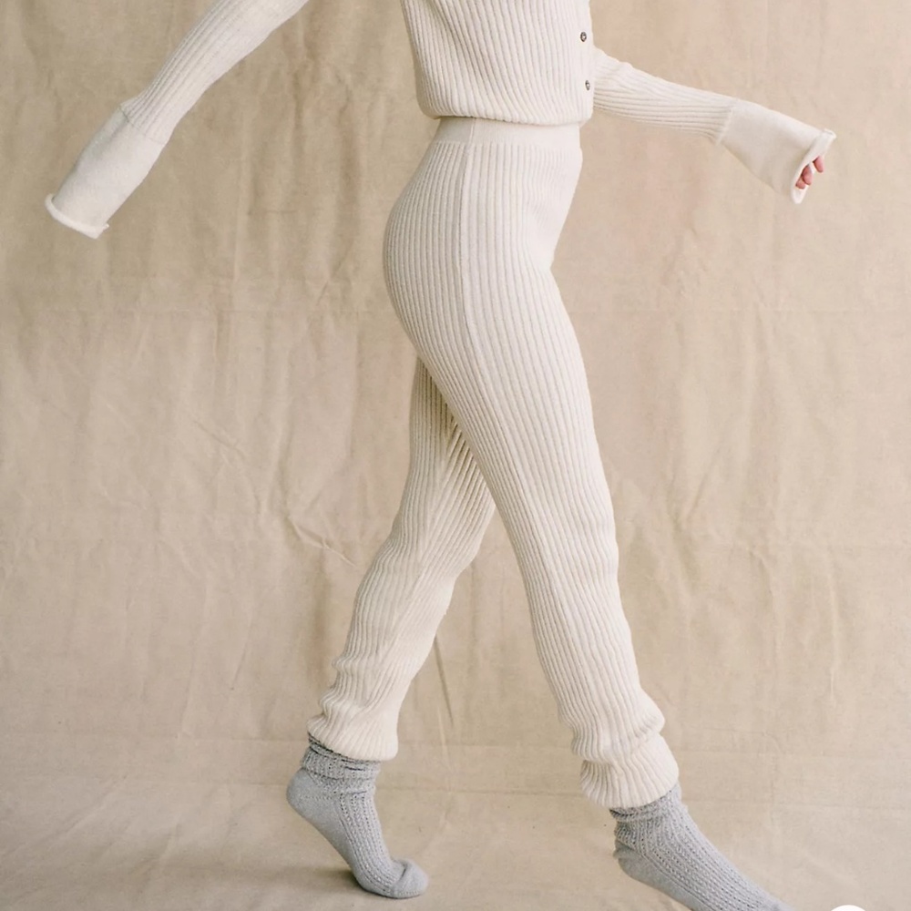 Free People Cream Ribbed Jumpsuit - Picture 4 of 6